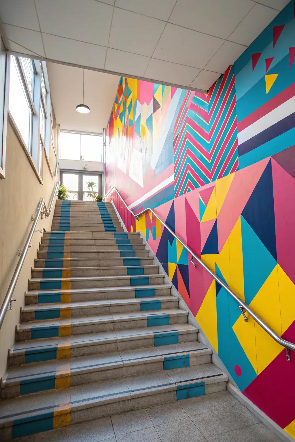 Introduce a modern touch with geometric patterns in lively shades.