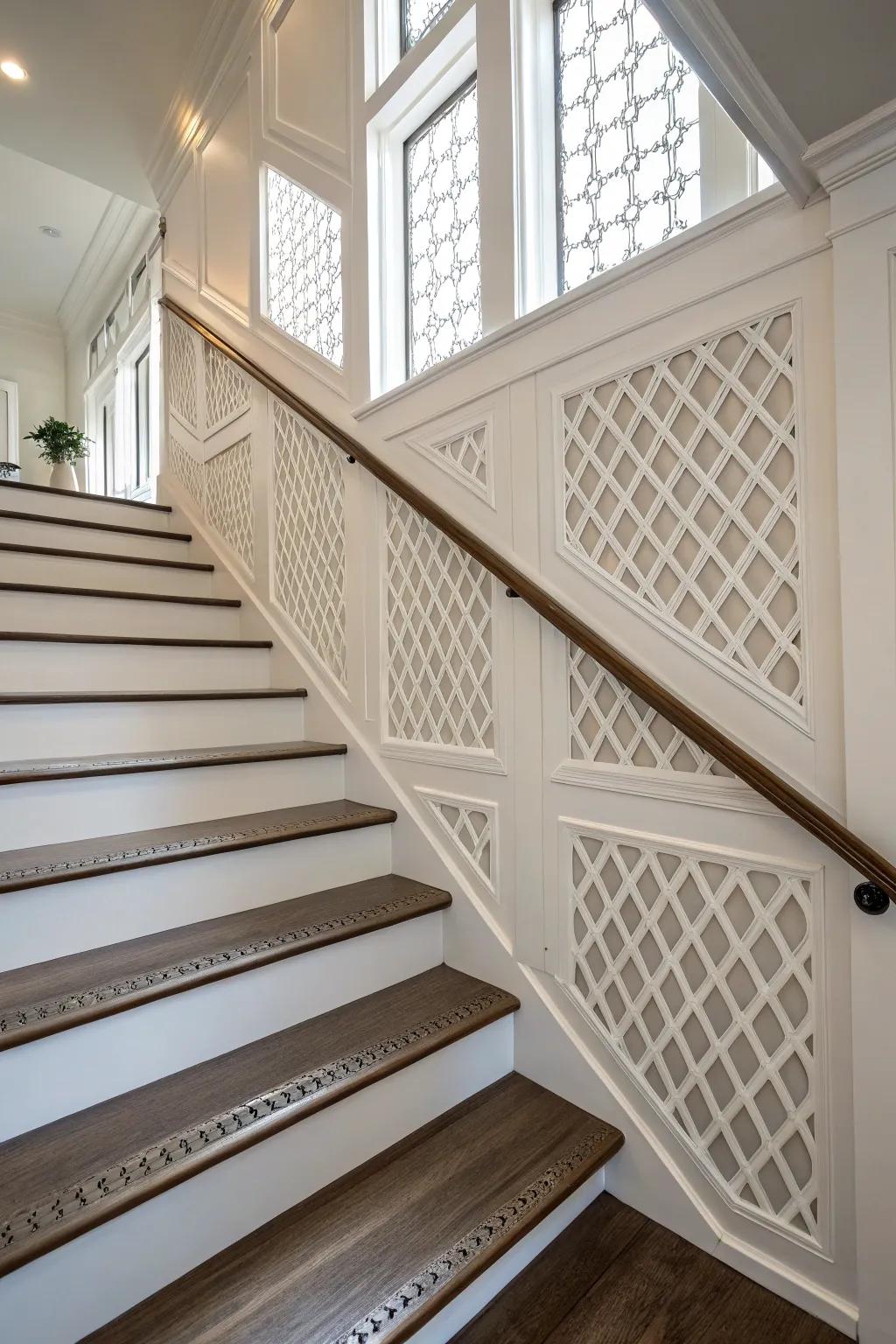Transformative decorative paneling lends an air of sophistication to your staircase.