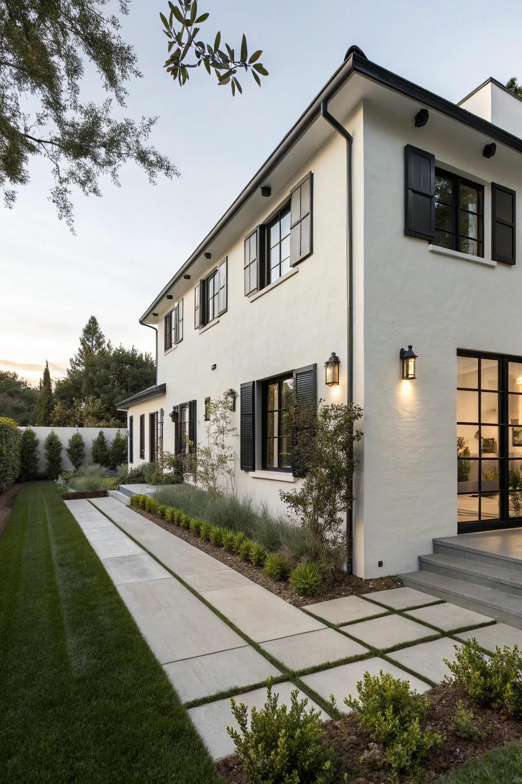 Refined black window edges introduce modern elegance to this residence.