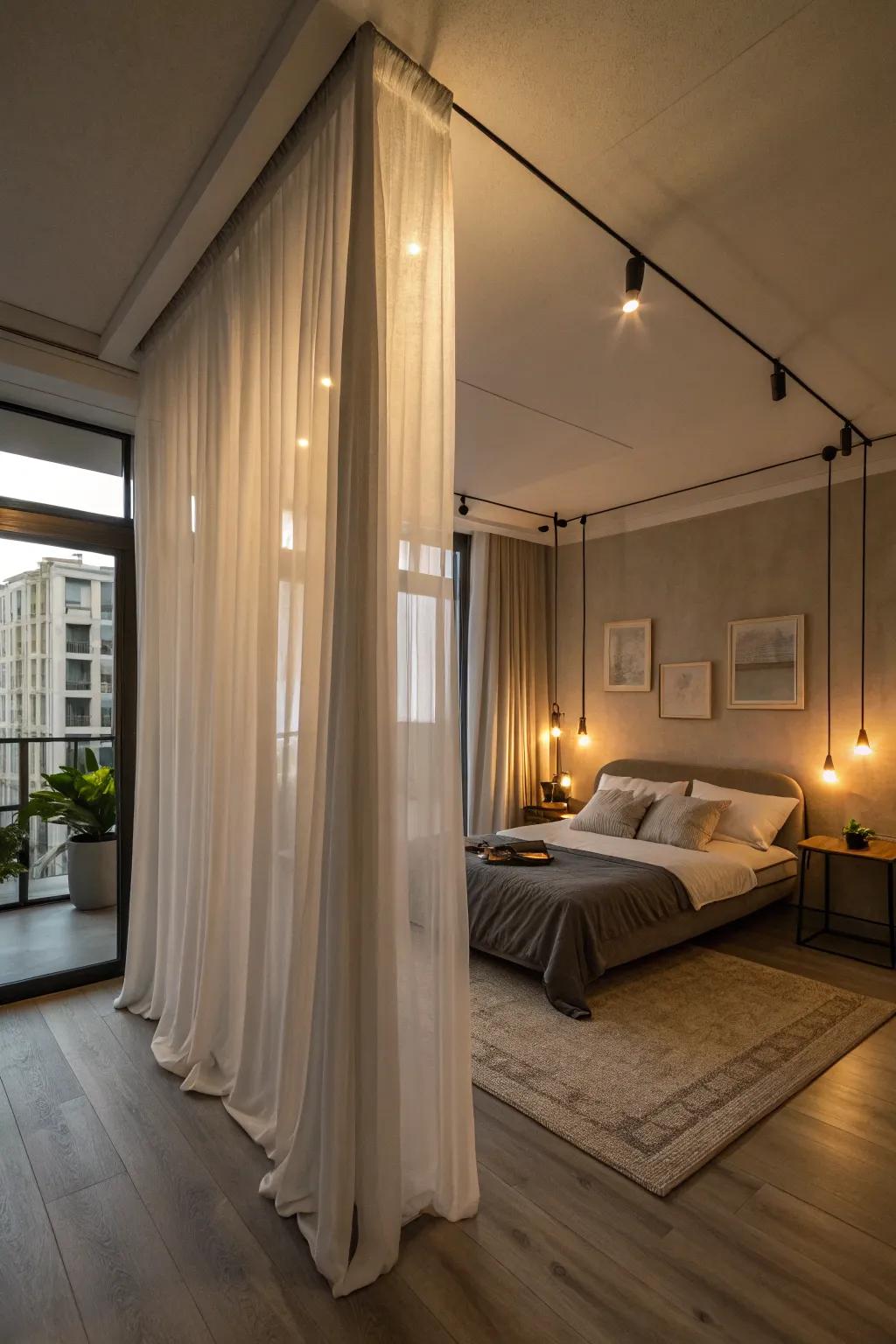 Drapes create a versatile and personal sleeping area.