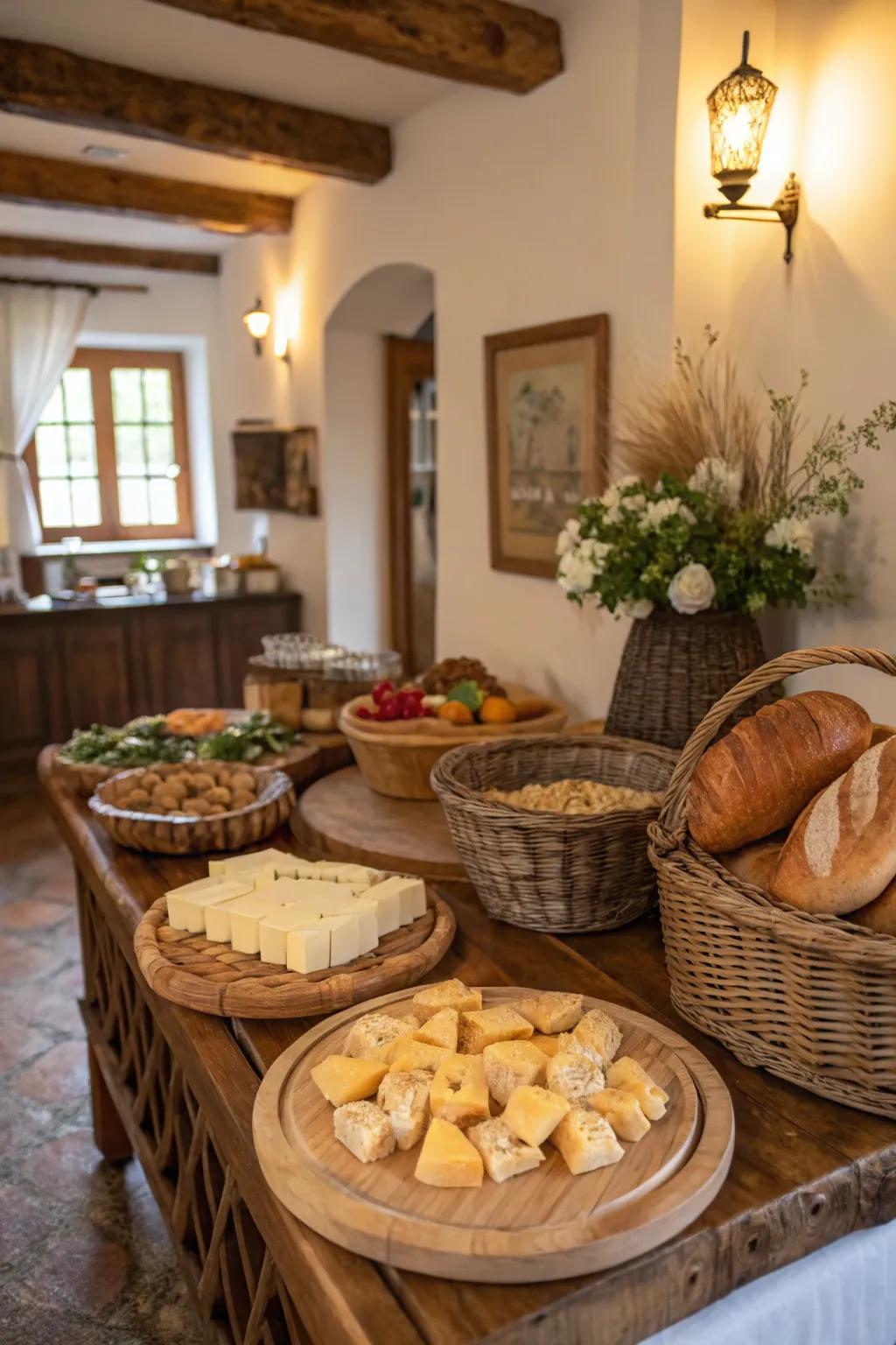 Country-inspired elements add warmth to your buffet.