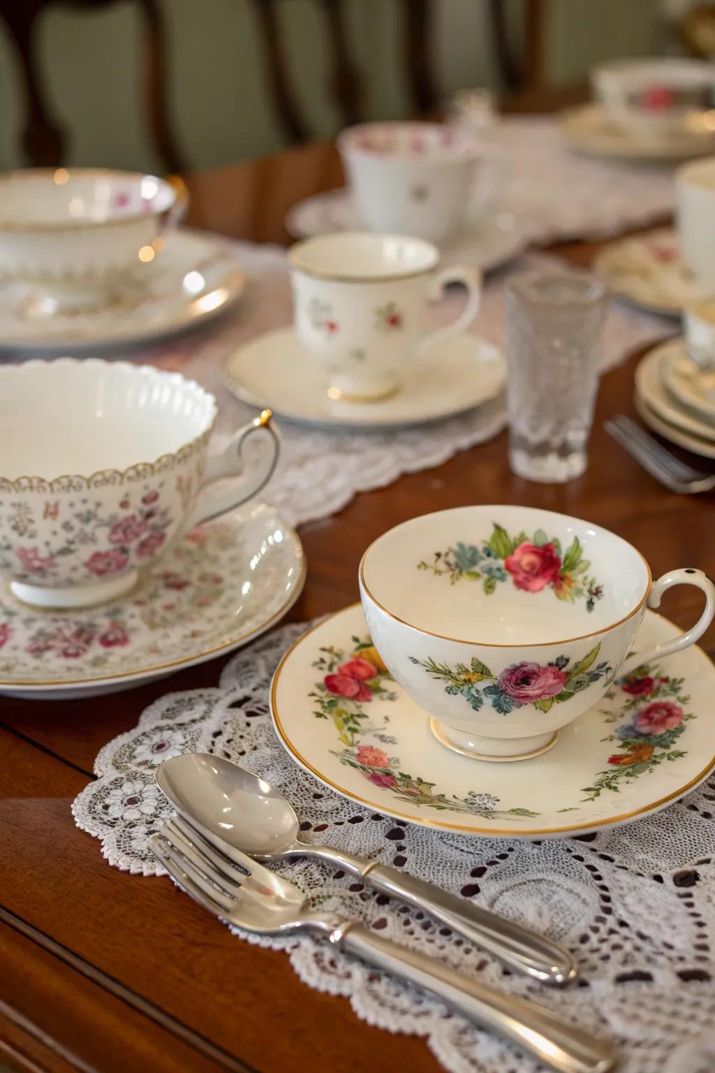 Heirloom china infuses your tea party table with enduring sophistication.