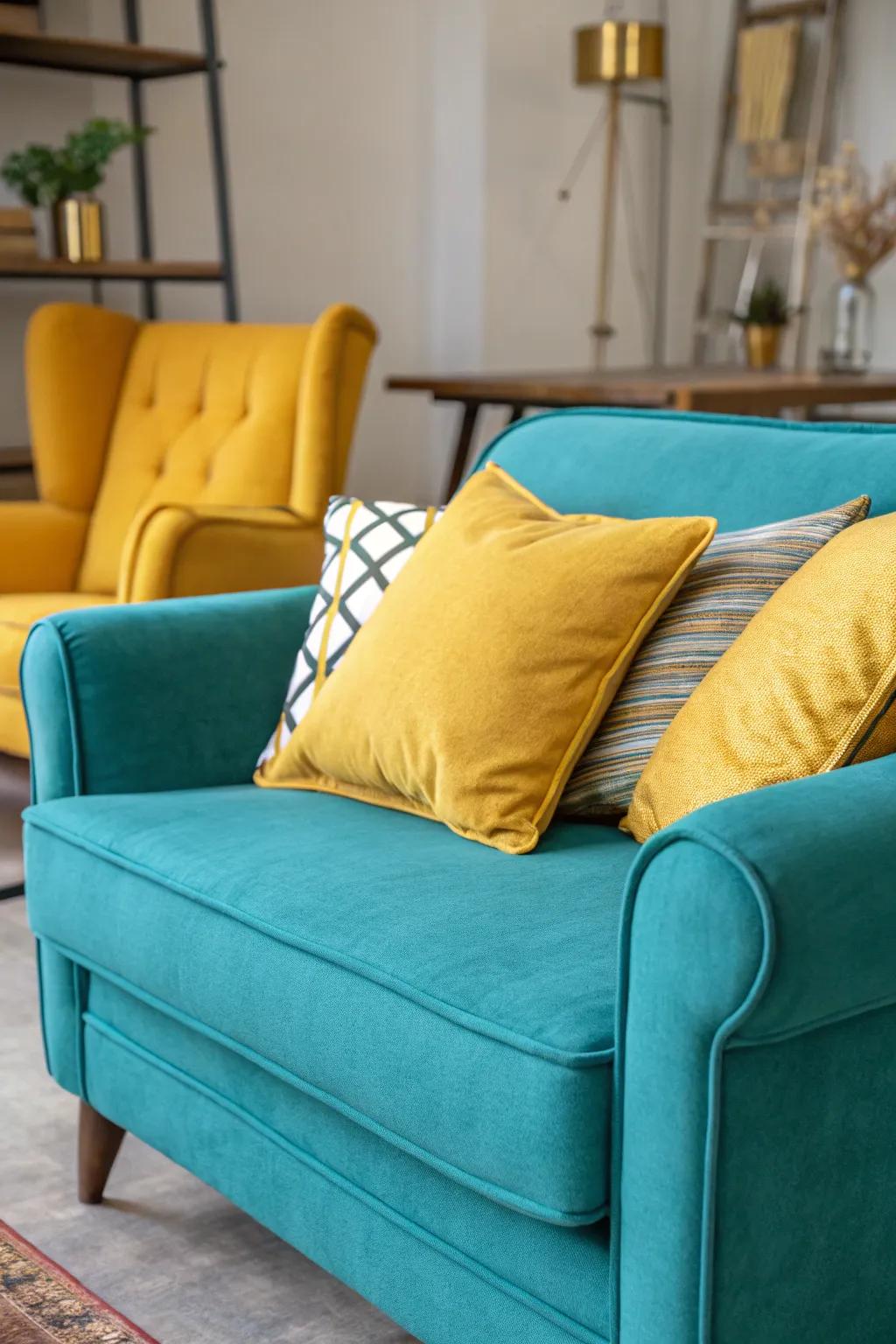 Enhance your family room with cheerful sunshine yellow details.
