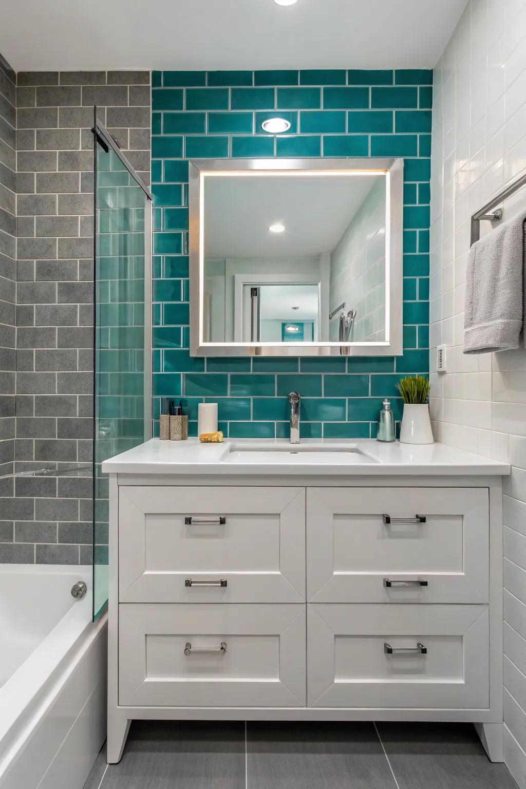 With an aqua brick highlight panel, you can create a striking focal point.