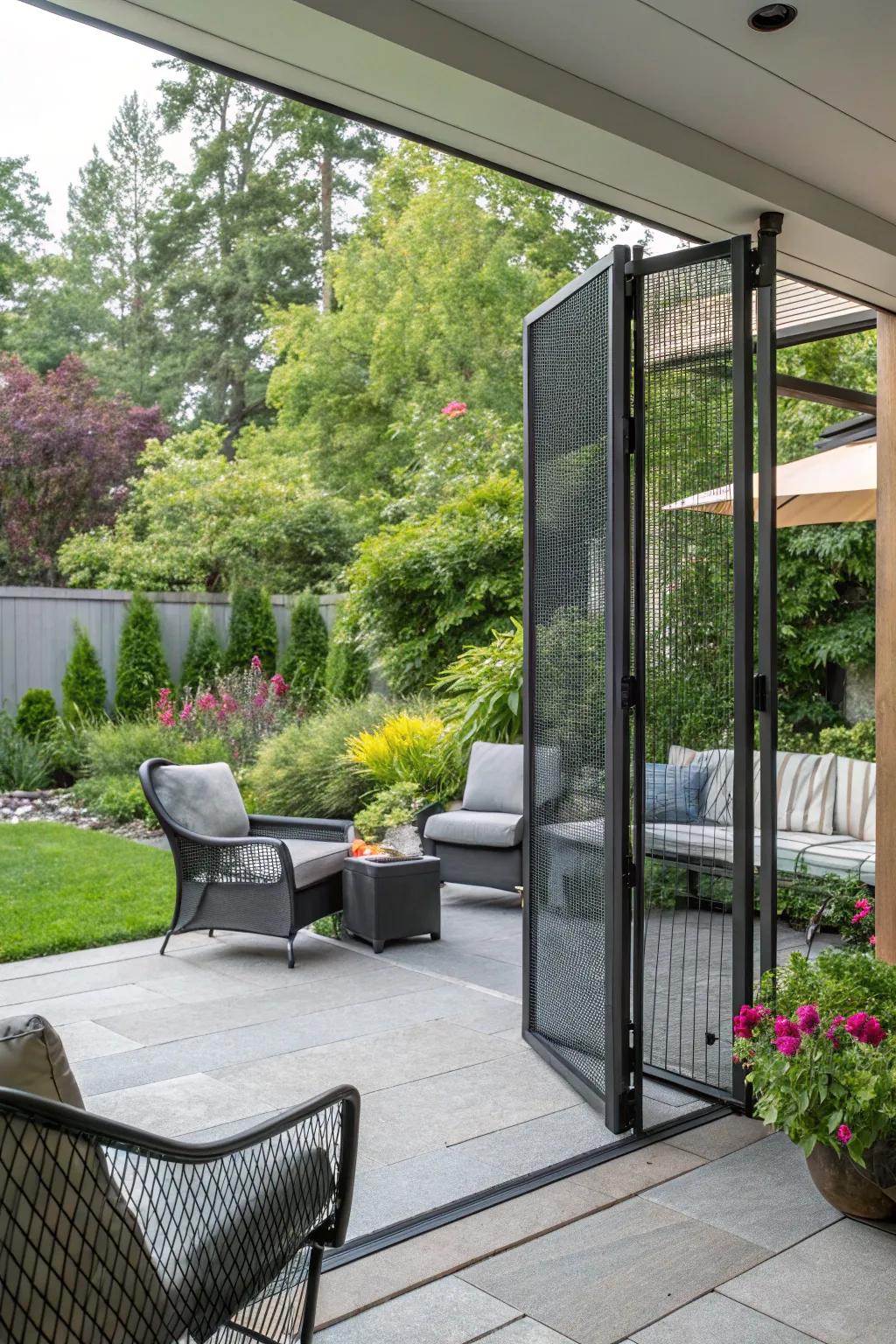 Adjustable mesh barriers ensure protection without losing design.