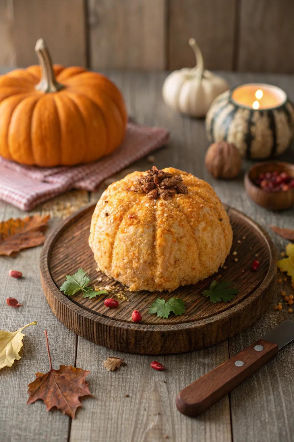 An autumn spice cheese sphere that perfectly captures the essence of fall.