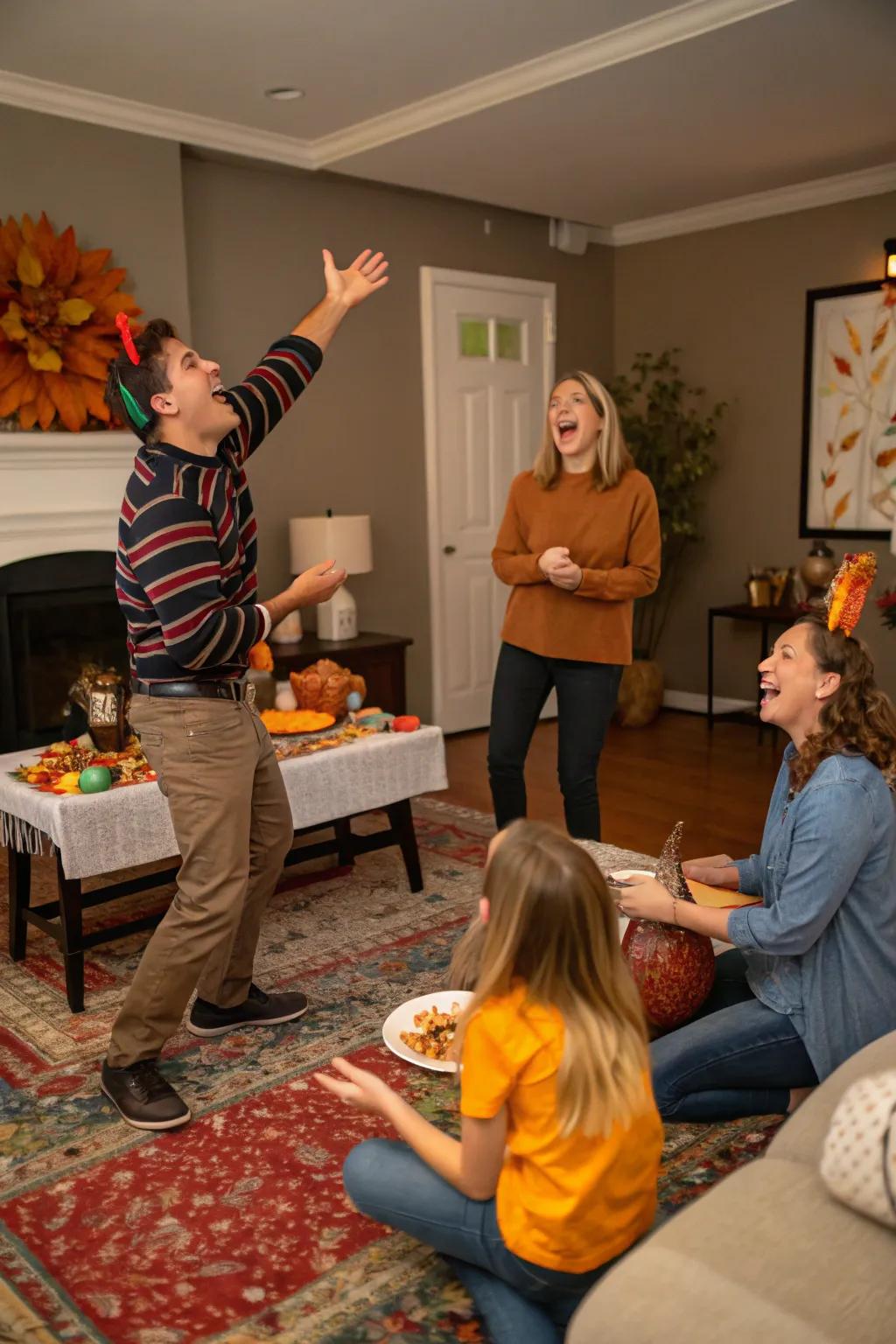 An engaging session of Turkey Charades.
