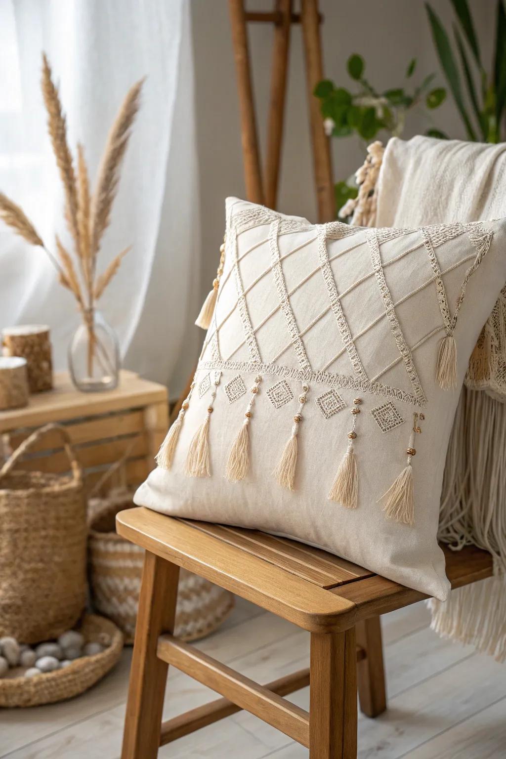 Revamp your environment with customized cushion covers, harmonizing minimalist aesthetics with a hint of bohemian appeal.