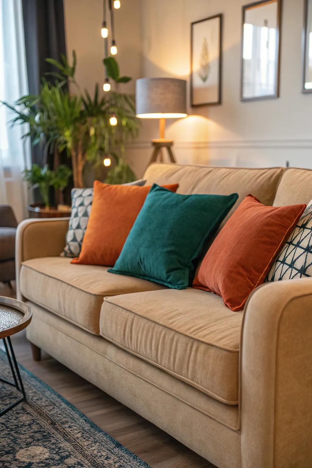 Bold shades infuse a neutral scheme with energy and enthusiasm.