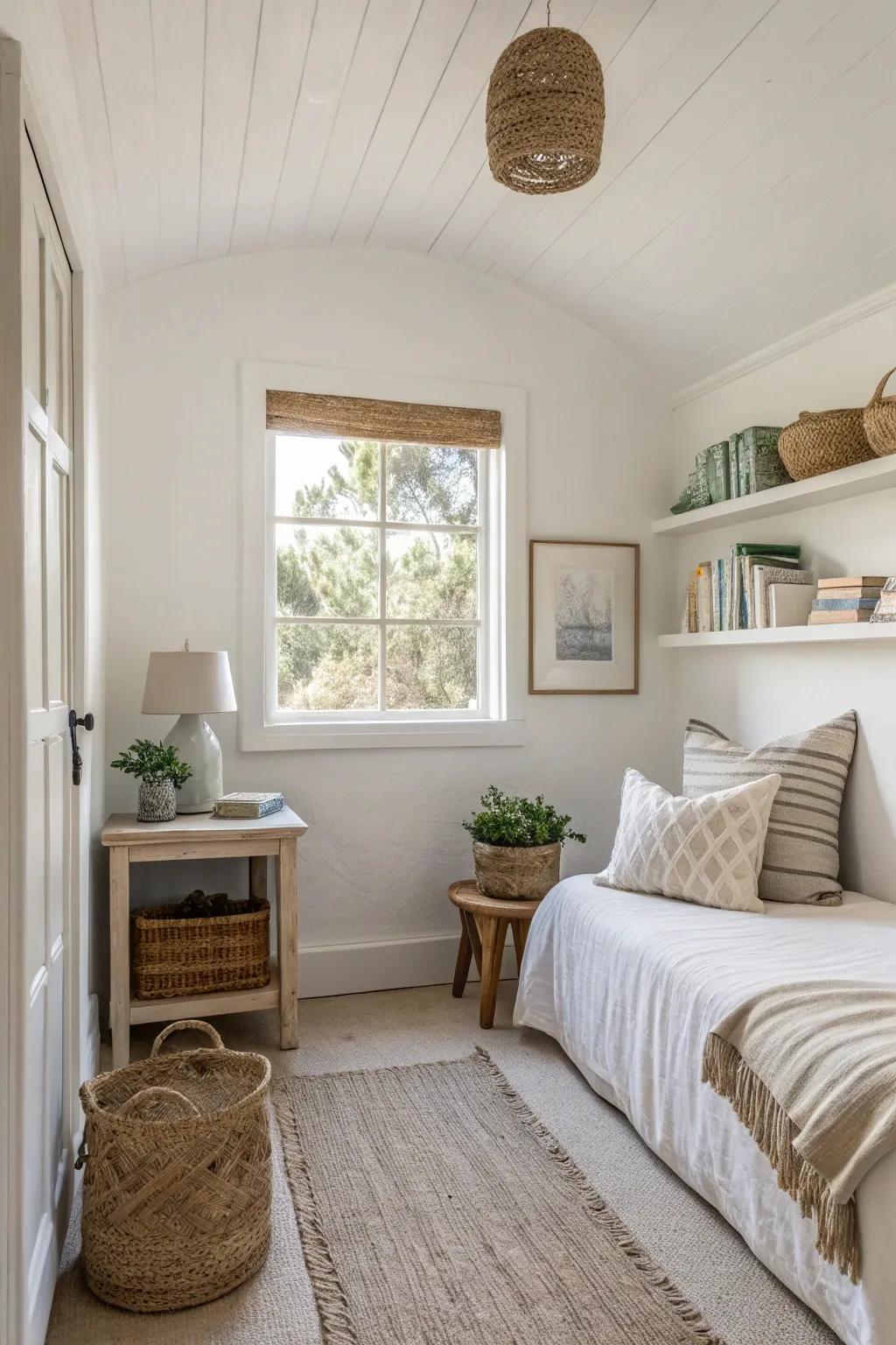 Light colors enhance a small room, lending it an airy and welcoming atmosphere.