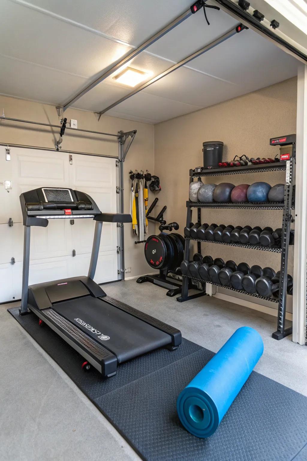 Transform your garage into a multi-functional fitness center.