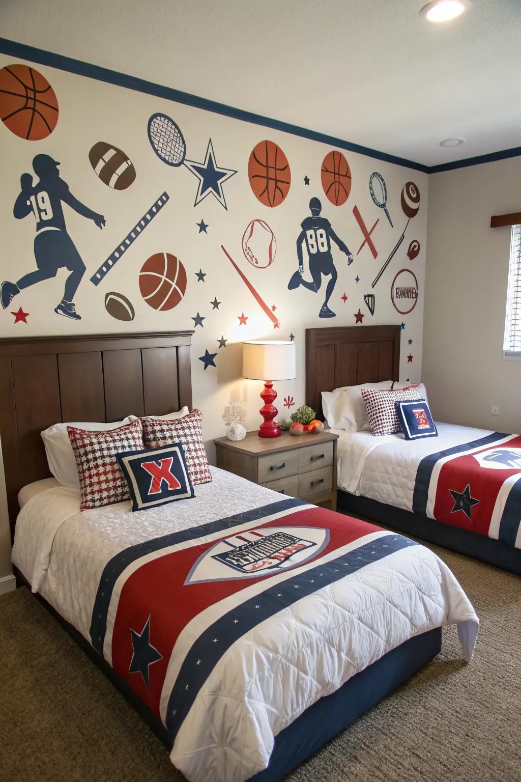 Sporting decor catering to the young sportsmen in your residence