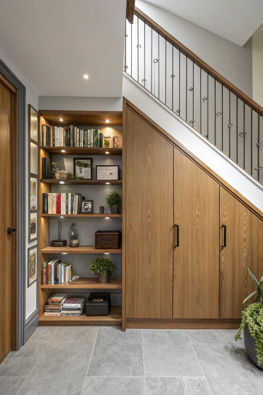 Optimize storage through fashionable cabinets and shelving.