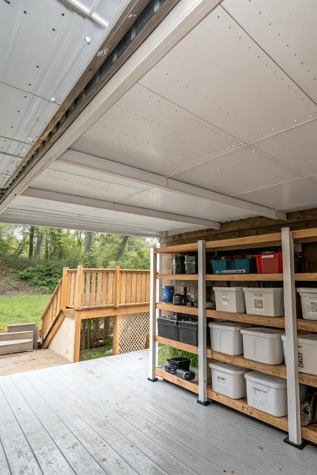 Your stored goods are guaranteed to stay dry and safe with a weather-resistant ceiling.