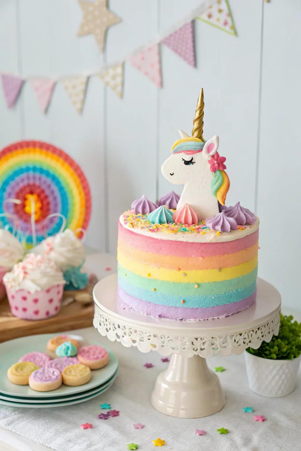 An impressive homemade cake featuring vibrant frosting.