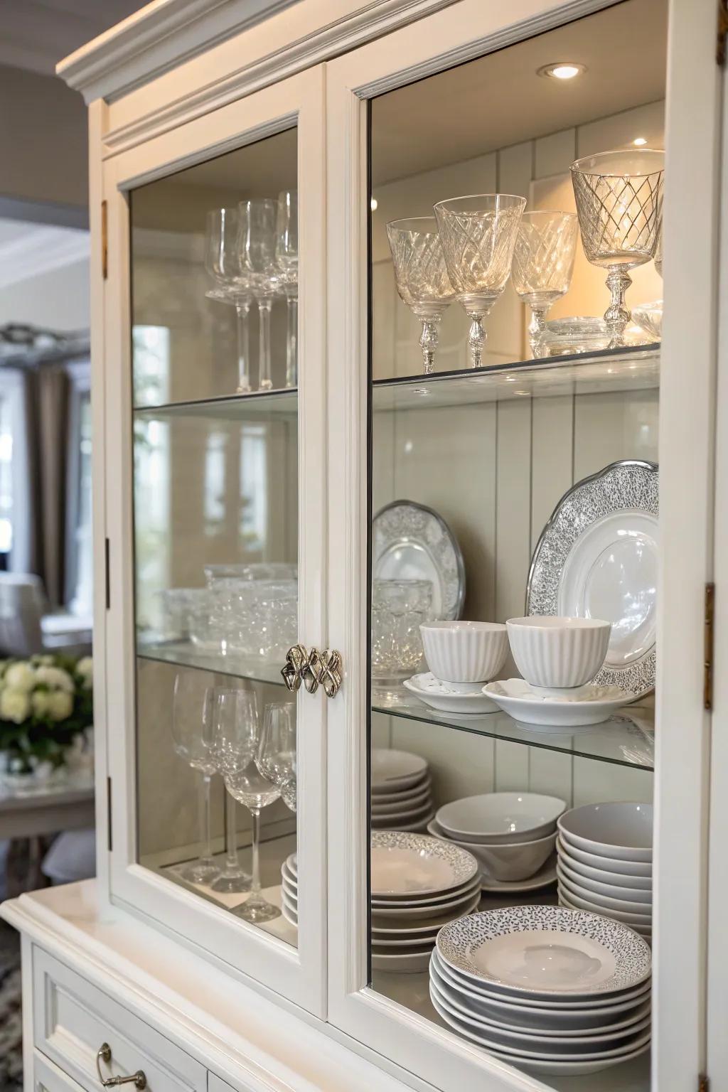 Flaunt your favorite pieces with see-through door cabinets.