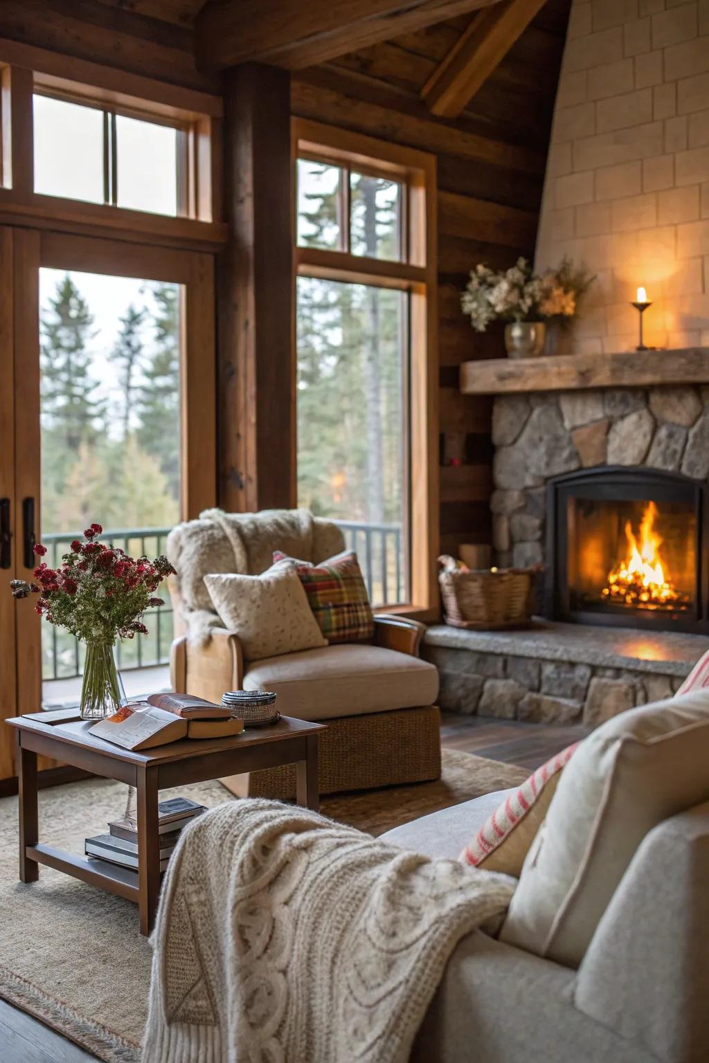 Cultivate warmth and ease with a charming fire feature.
