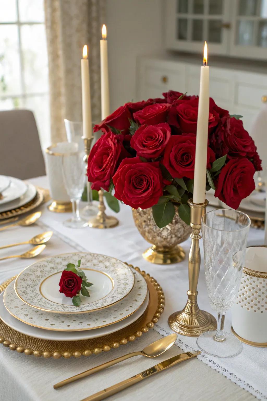 Elegant Valentine's Day dining arrangement
