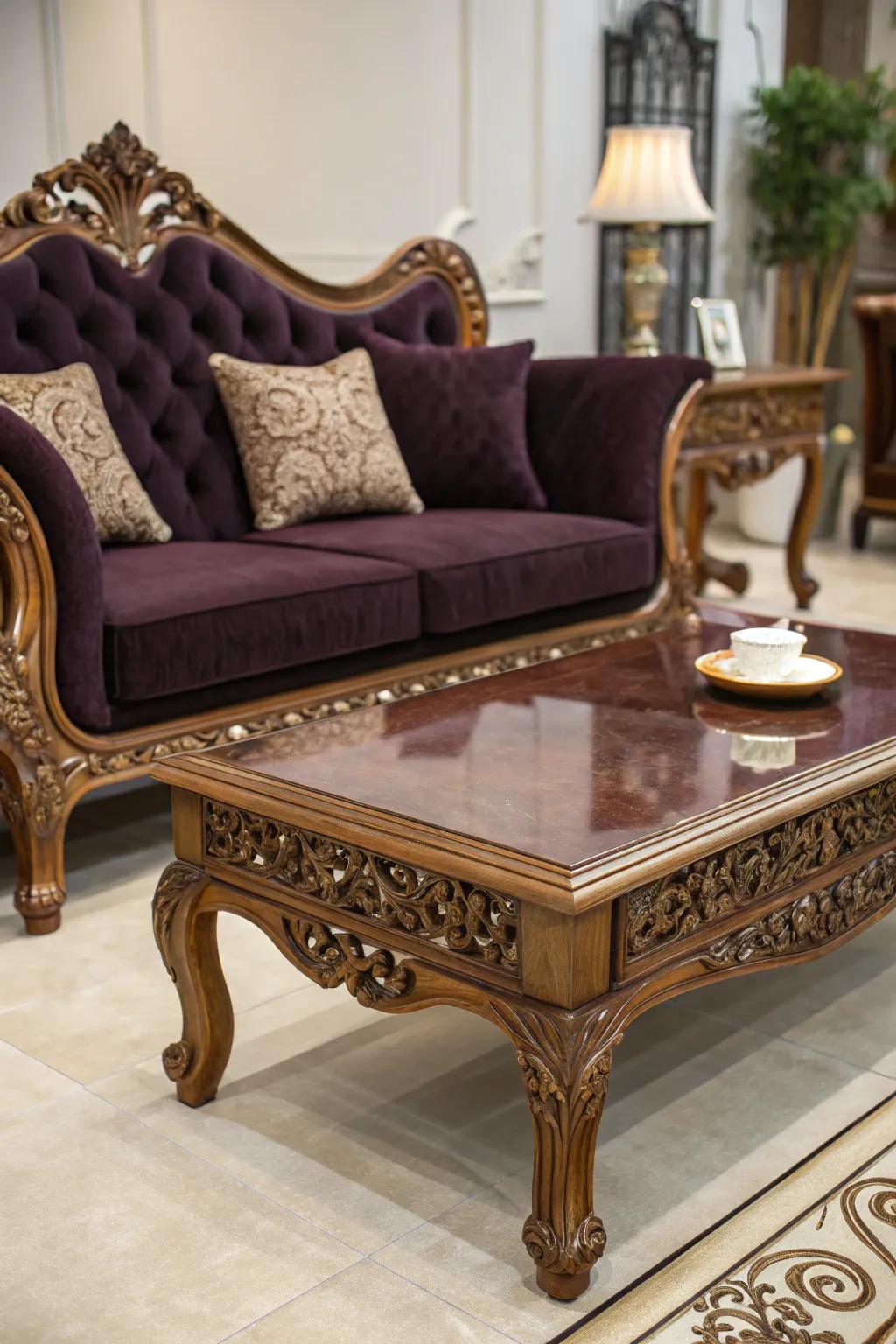 Detailed home furnishings transform the space into a Gothic retreat.