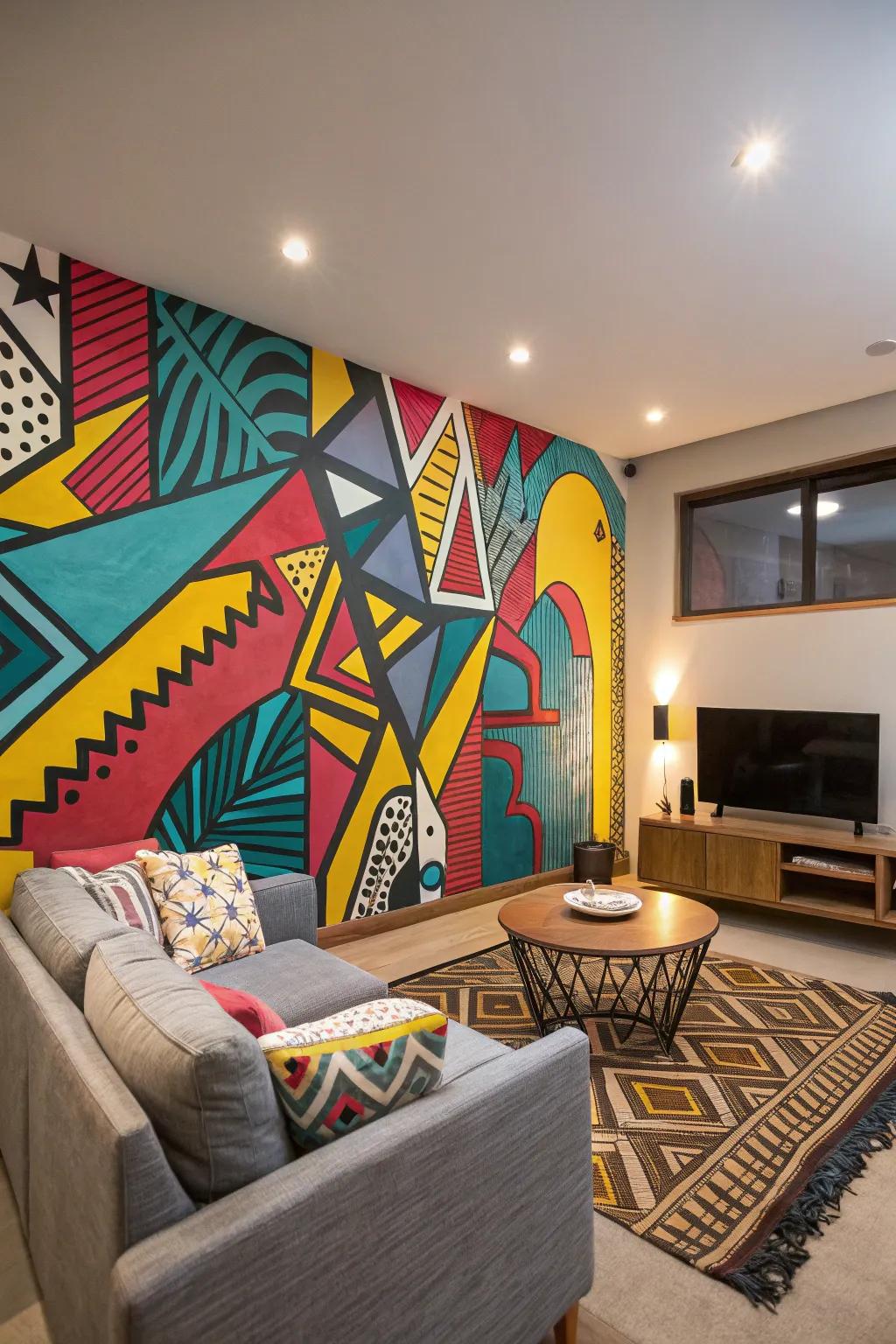 Inject energy and artistry with a lively abstract mural.