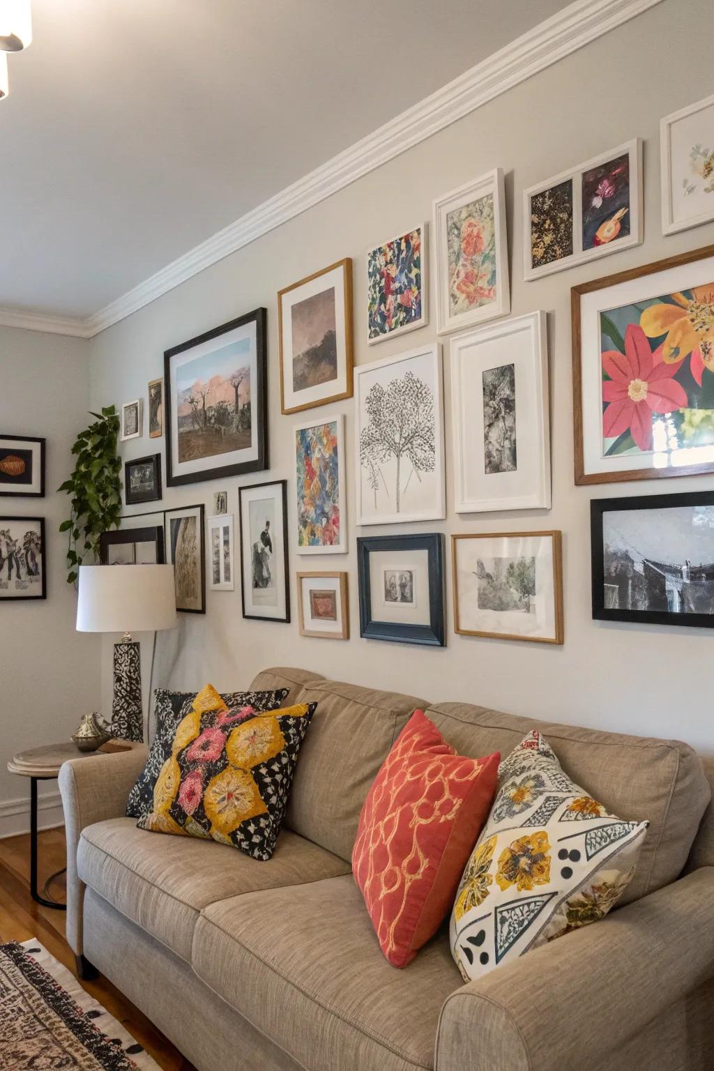 A thoughtfully arranged curated wall provides insight into your unique narrative.