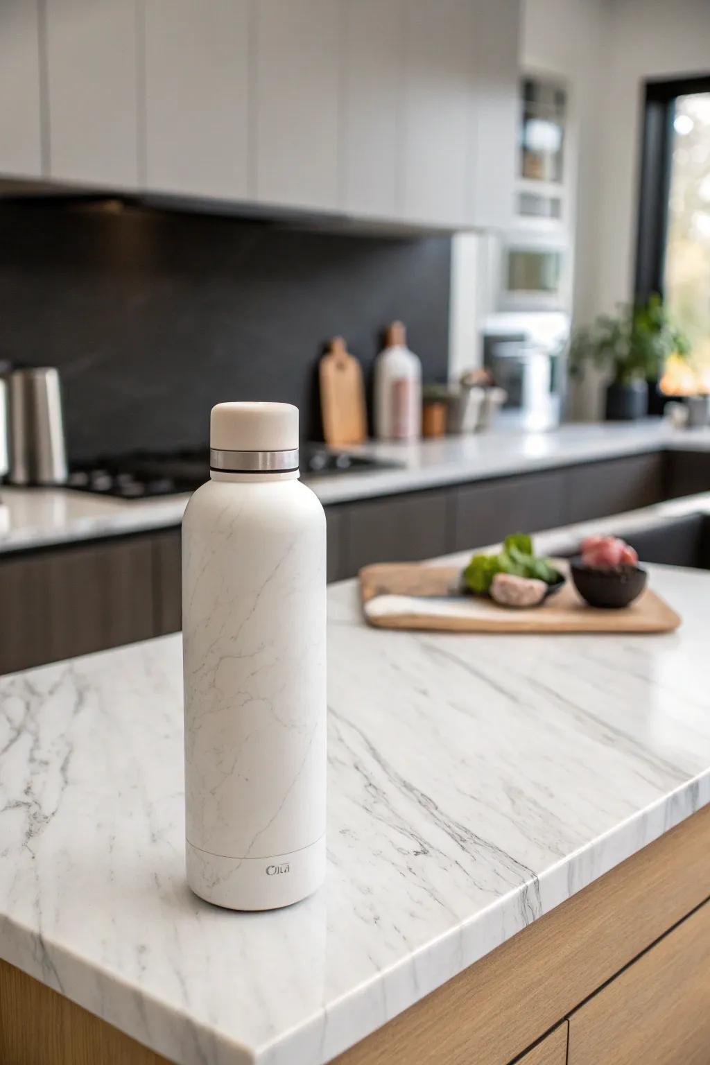 A minimalist reusable bottle that enhances any decorating scheme.