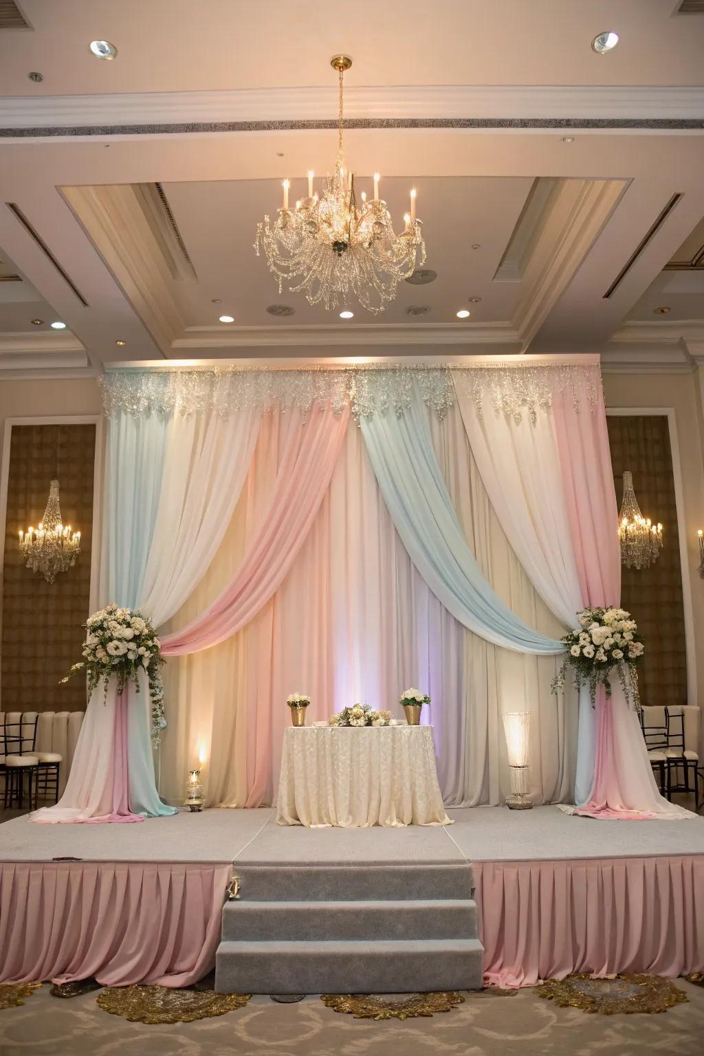 Revamp your venue with chic textile for a heartfelt impression.