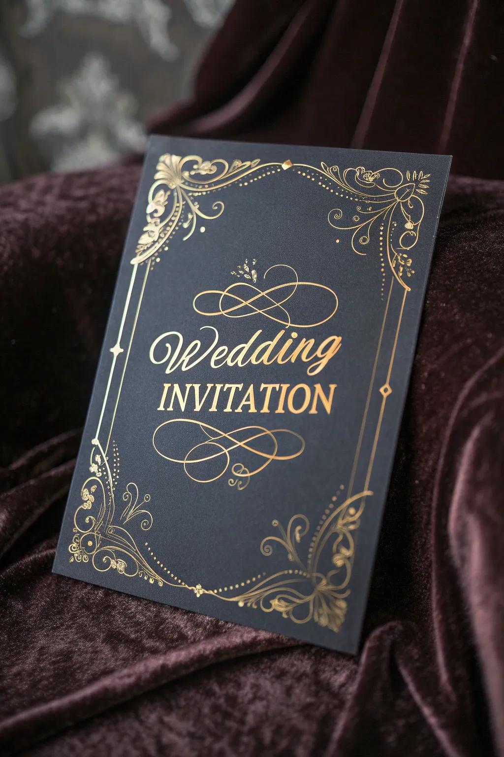 A sophisticated wedding invitation showcases refined lettering.