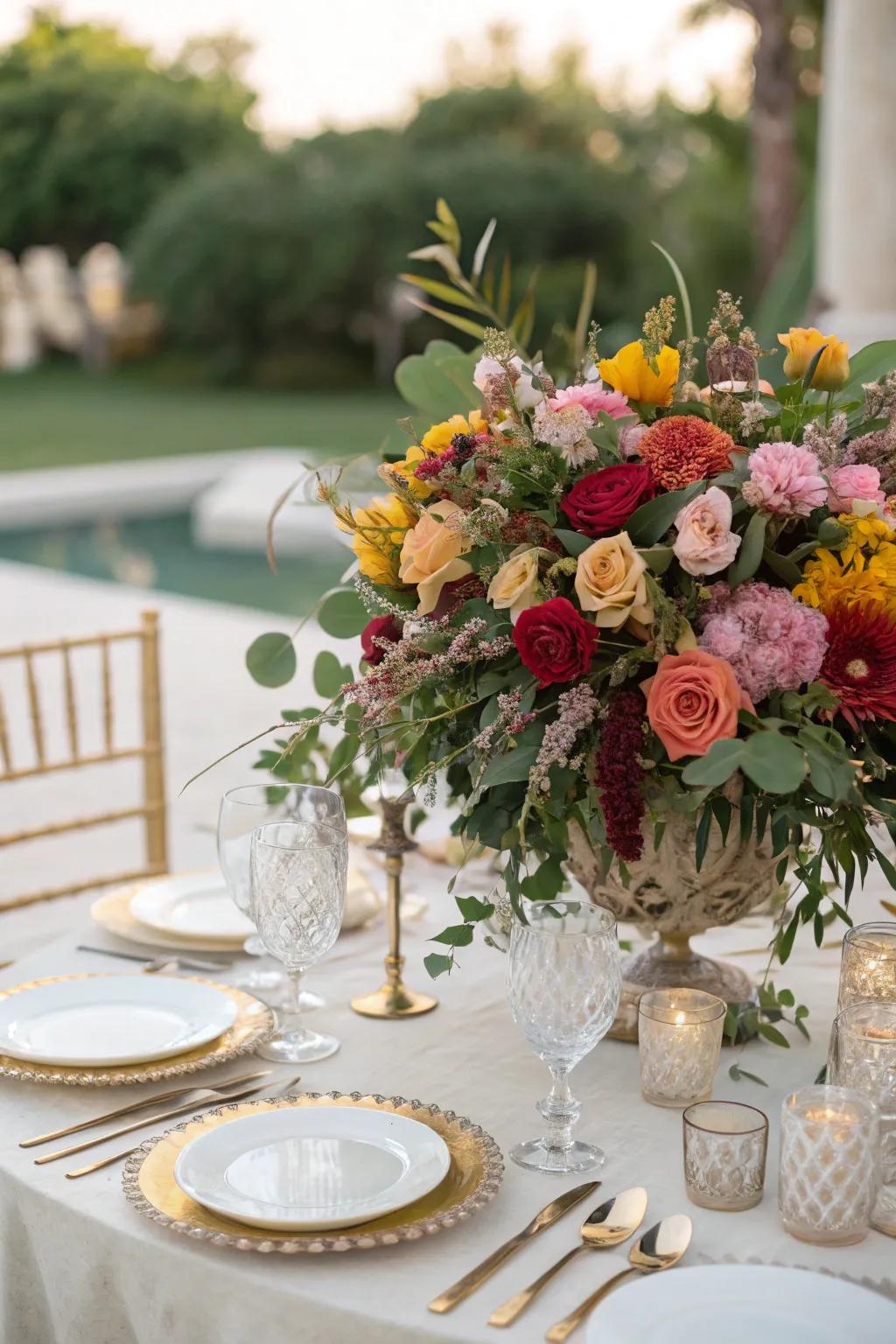 Lush flower displays infuse your tablescape with vitality and color.