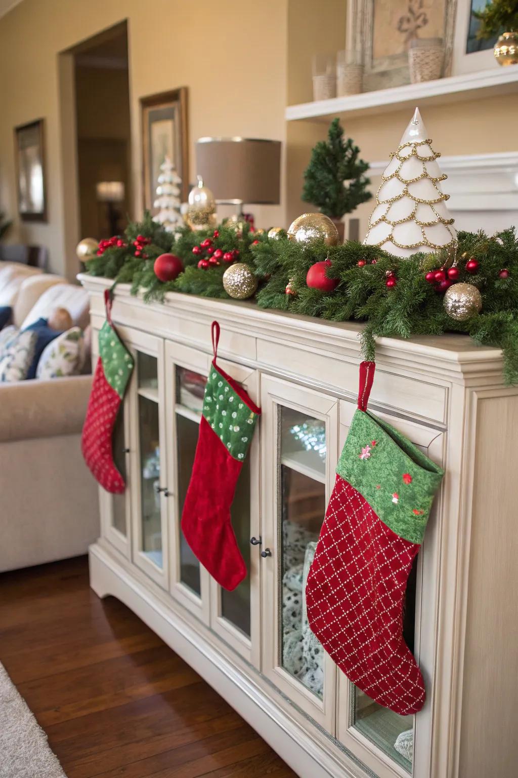 Sideboards can become beautifully festive focal points.