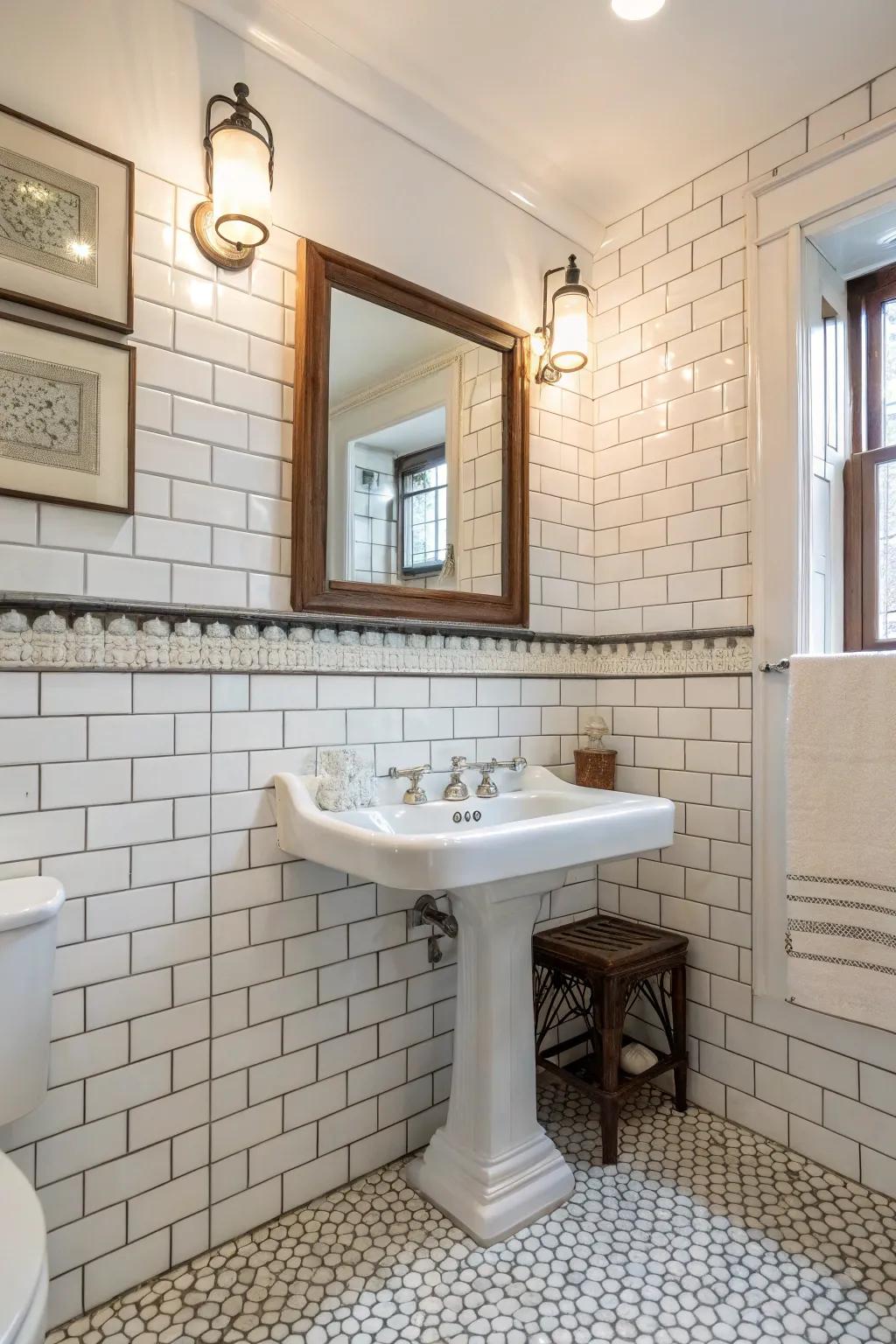 Classic ceramic blocks introduce a hint of timeless refinement.
