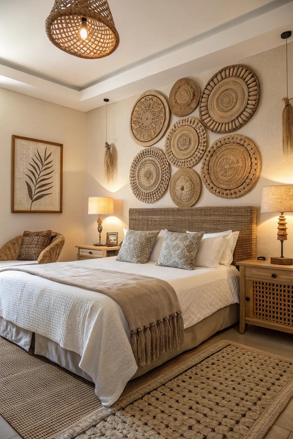 The calming result of natural woven shades can be seen in every space.