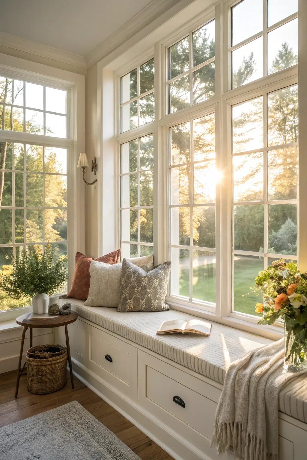 Permit natural light to saturate your window corner, establishing a warm and inviting ambiance.