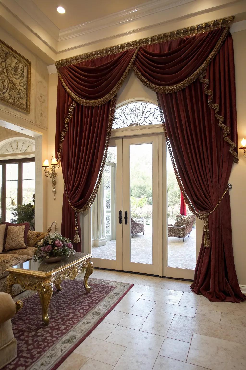 Full-length drapes that create a dramatic and elegant aesthetic