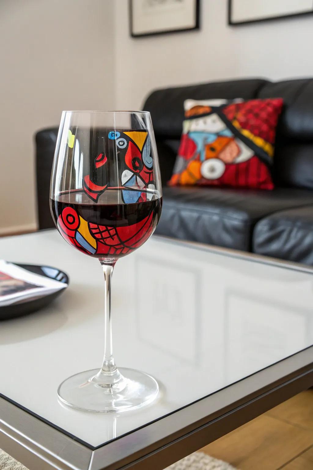 Abstract art transforms each sip into an artistic encounter.