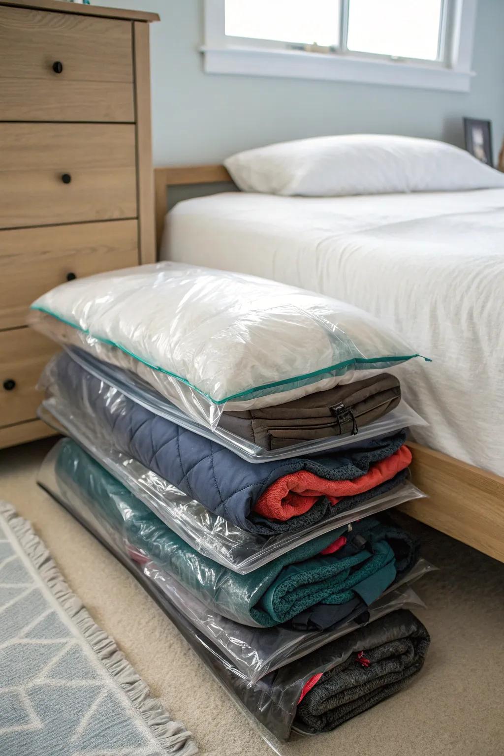 Harness the power of vacuum-sealed bags for space optimization.