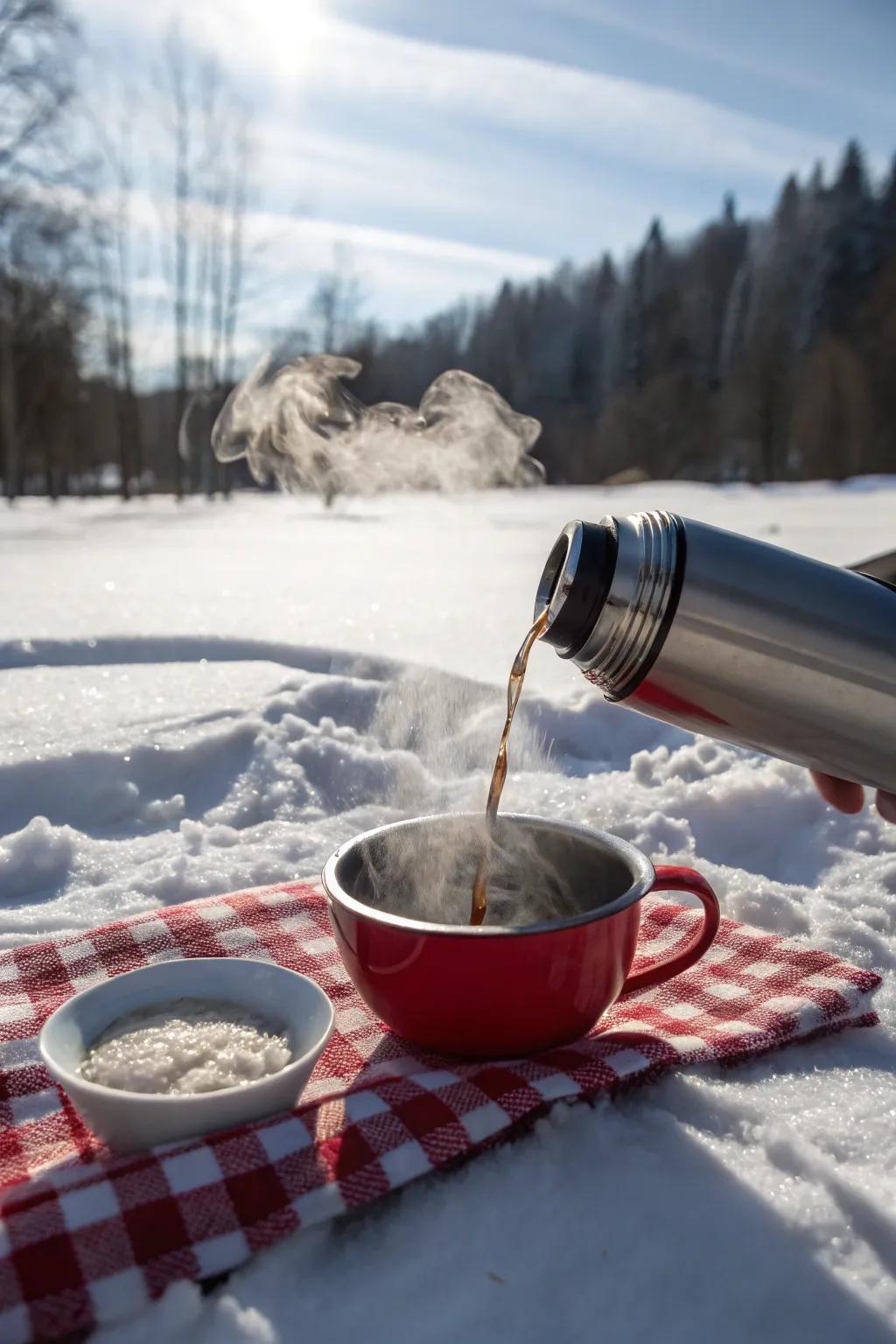 A thermos of hot soup is the quintessential winter picnic item.