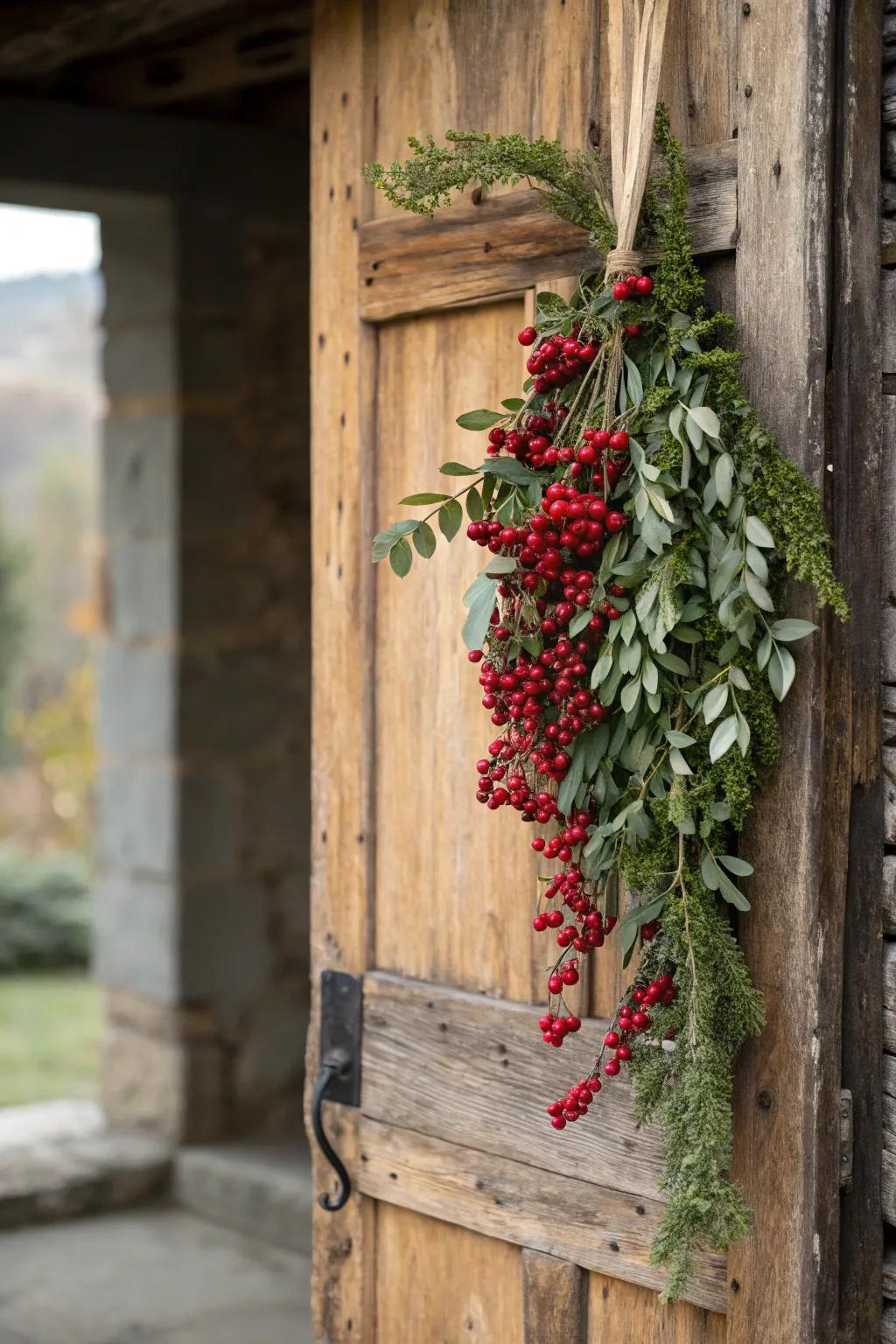 Red berries add a festive touch to any swag.