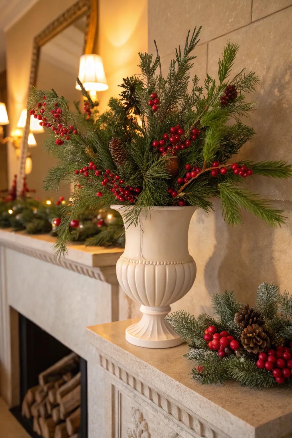 Combinations of evergreens and berries infuse your abode with joyous holiday spirit.