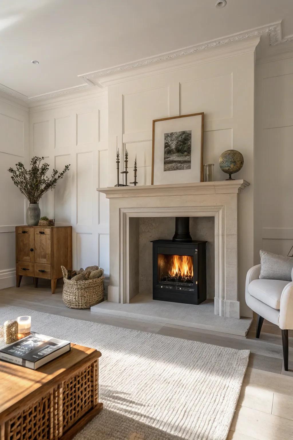 Refined Simplicity showcased in a streamlined fireplace design.