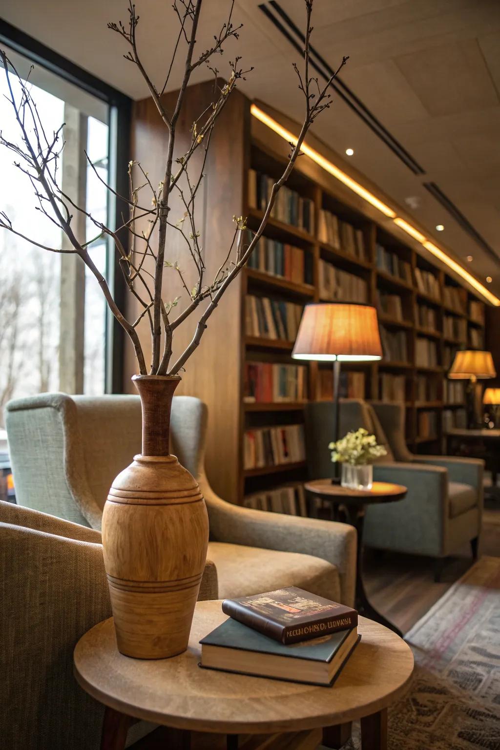 Achieve serene elegance through minimalist branch arrangements.