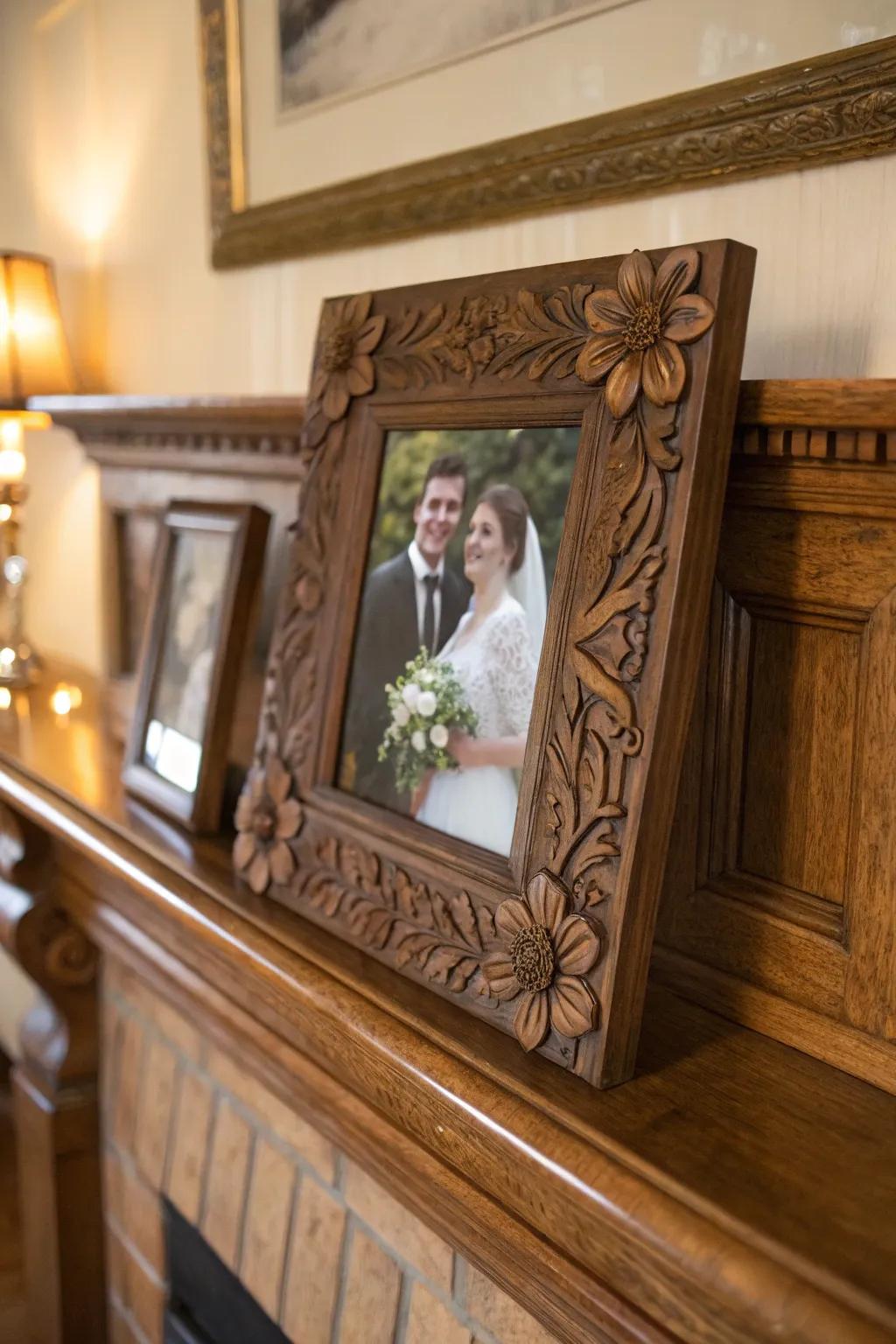 A customized timber picture display to put a spotlight on that special wedding day memory.
