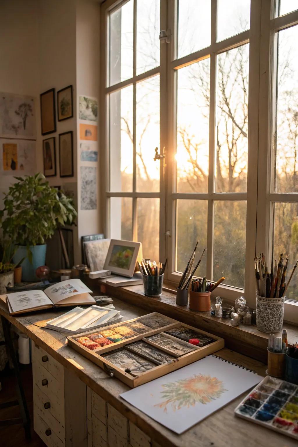 Sunlight greatly enhances the studio's ambiance and inspires creativity.