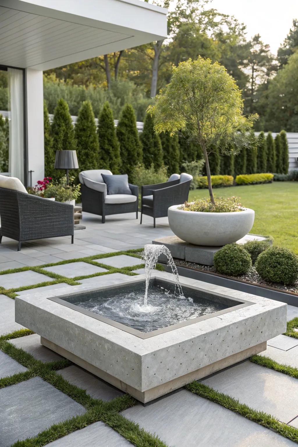 A stylish, contemporary spring contributing a hint of class to a modern patio.