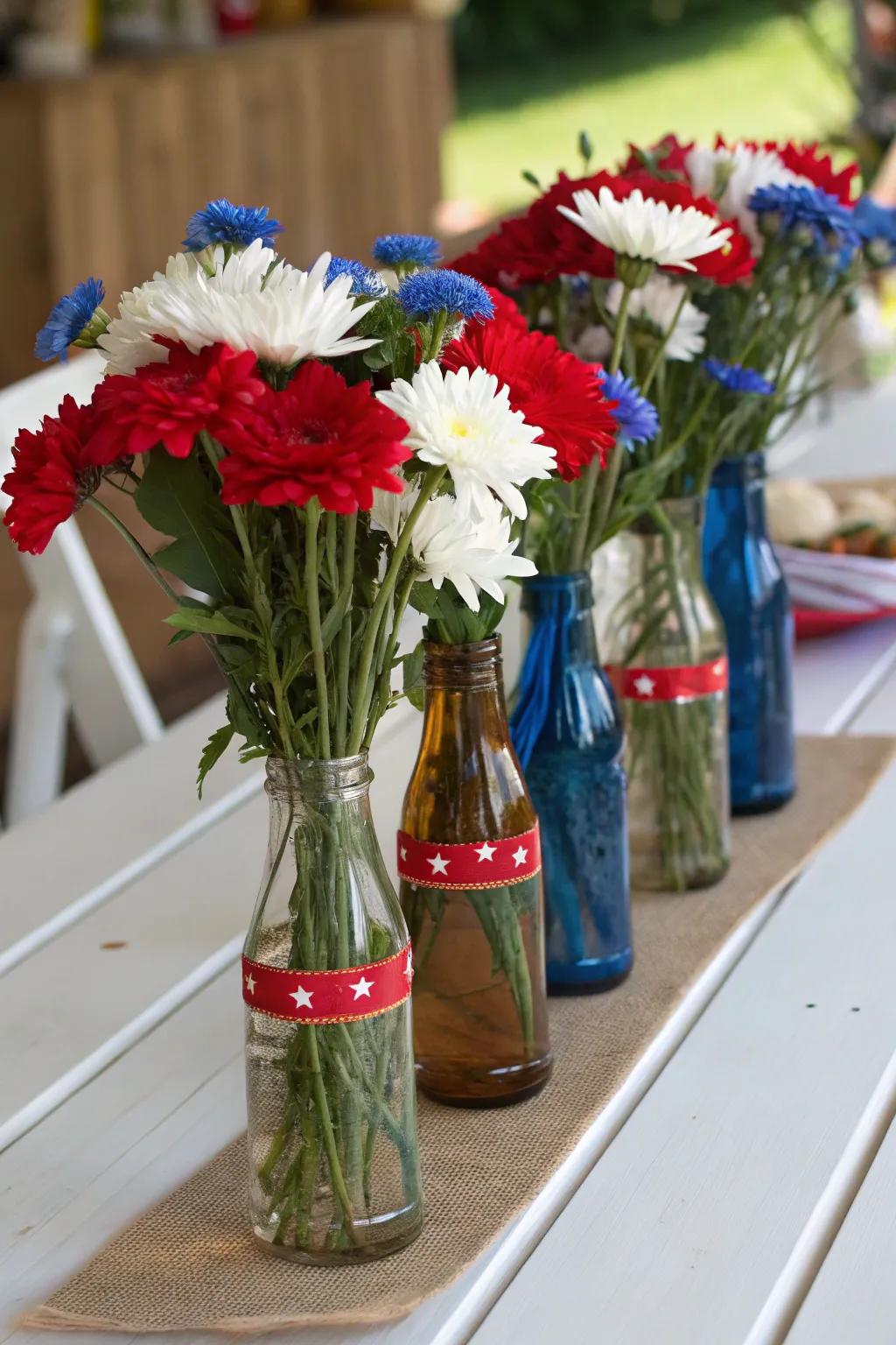 Upcycled glass receptacles append a timeless and eco-friendly hint to your adornment.