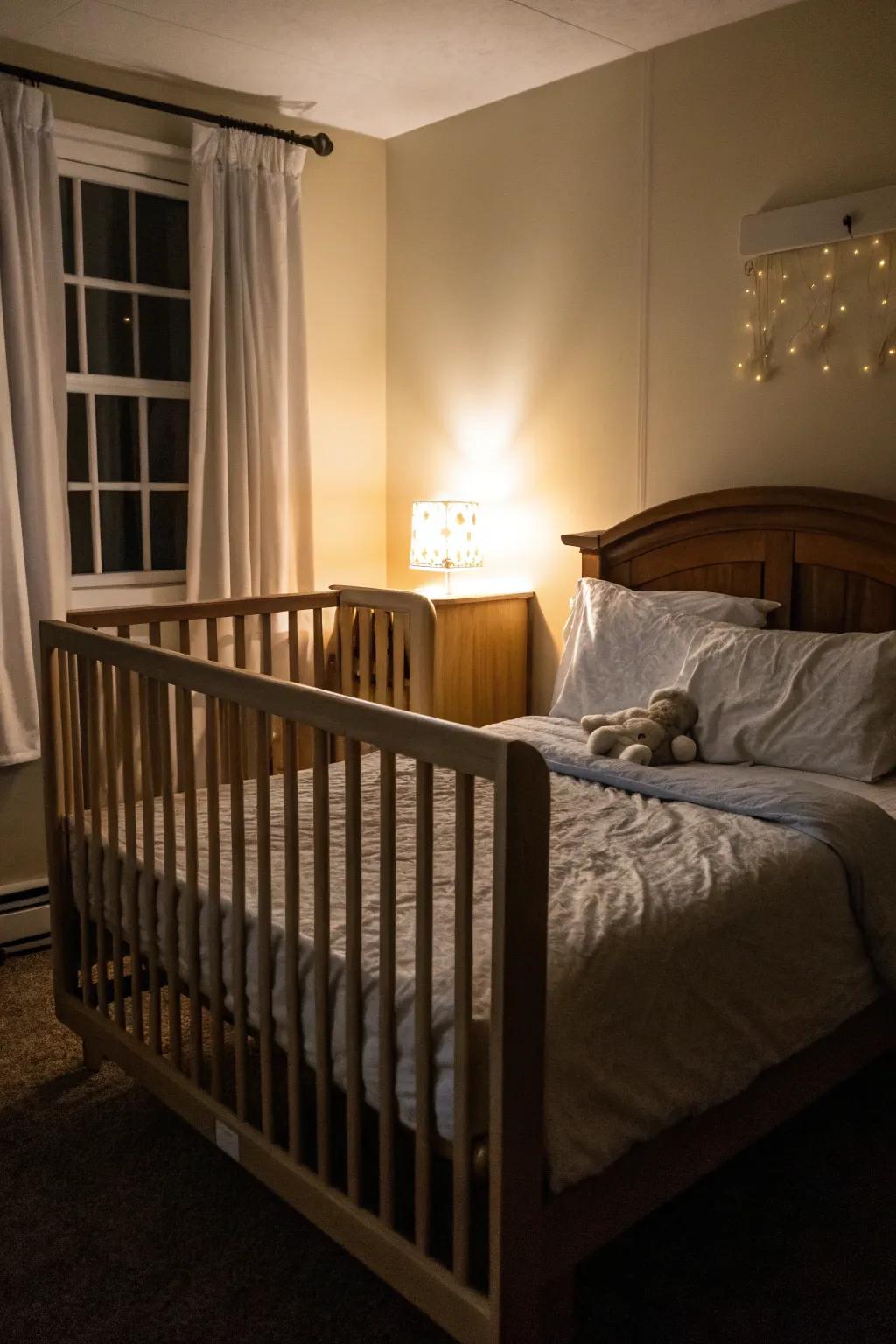 Easy night access to the cot can simplify nighttime routines for new parents.