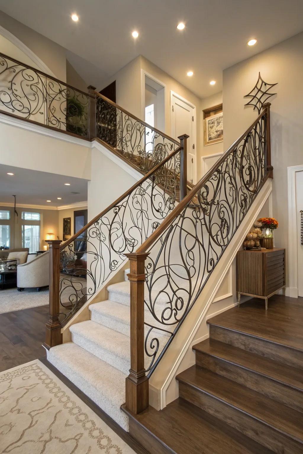 Banisters made of wire designs display unique artistry.