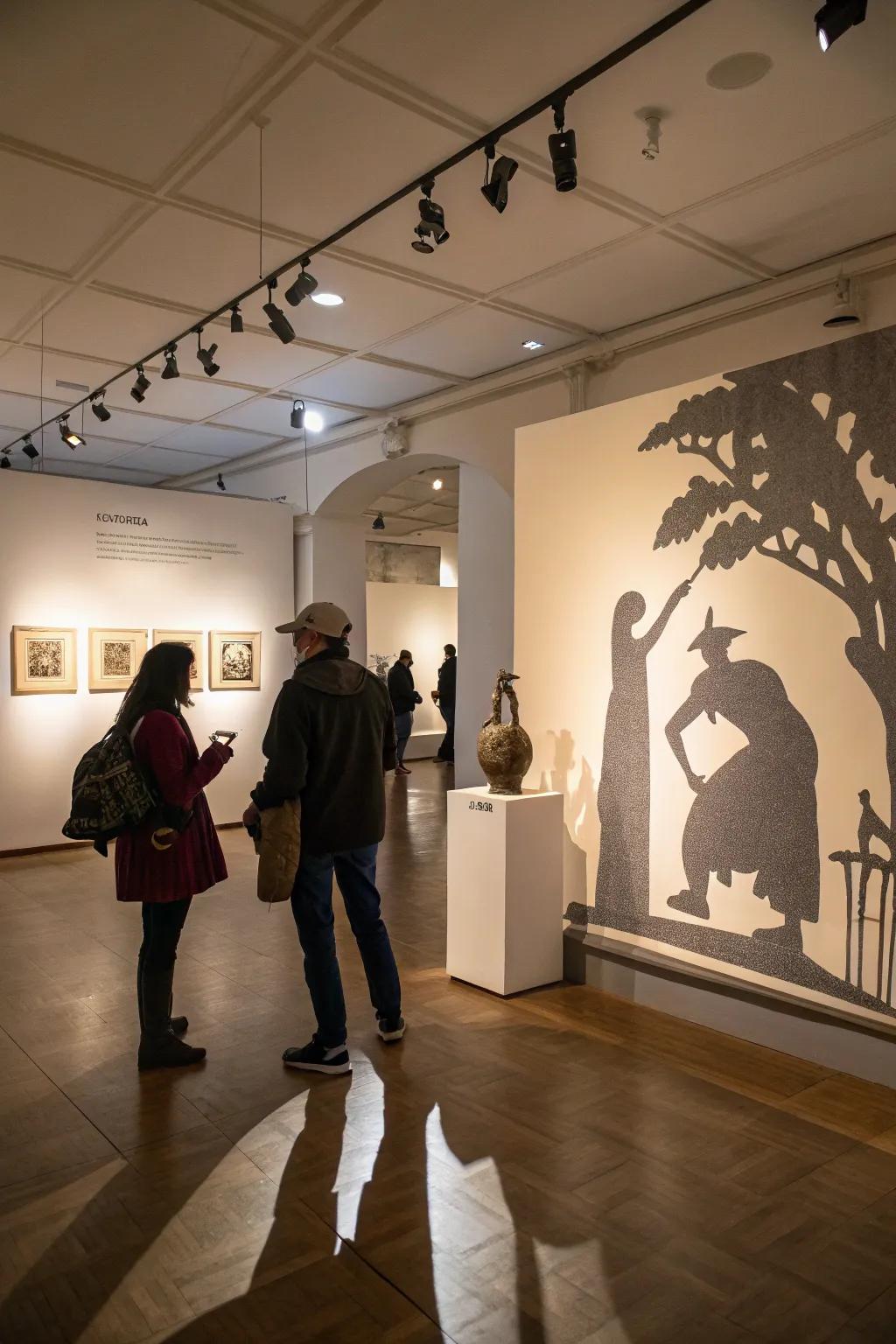 Creative shadows adding intrigue to an art setting