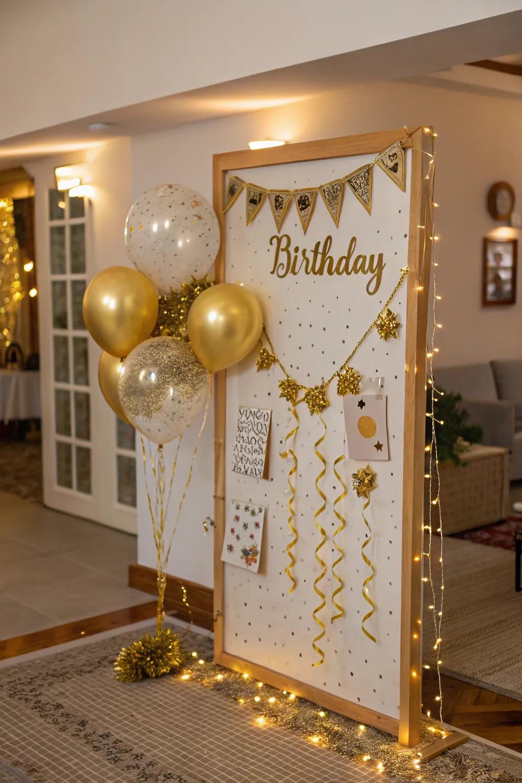 Gilt-themed birthday board for a lavish sentiment.