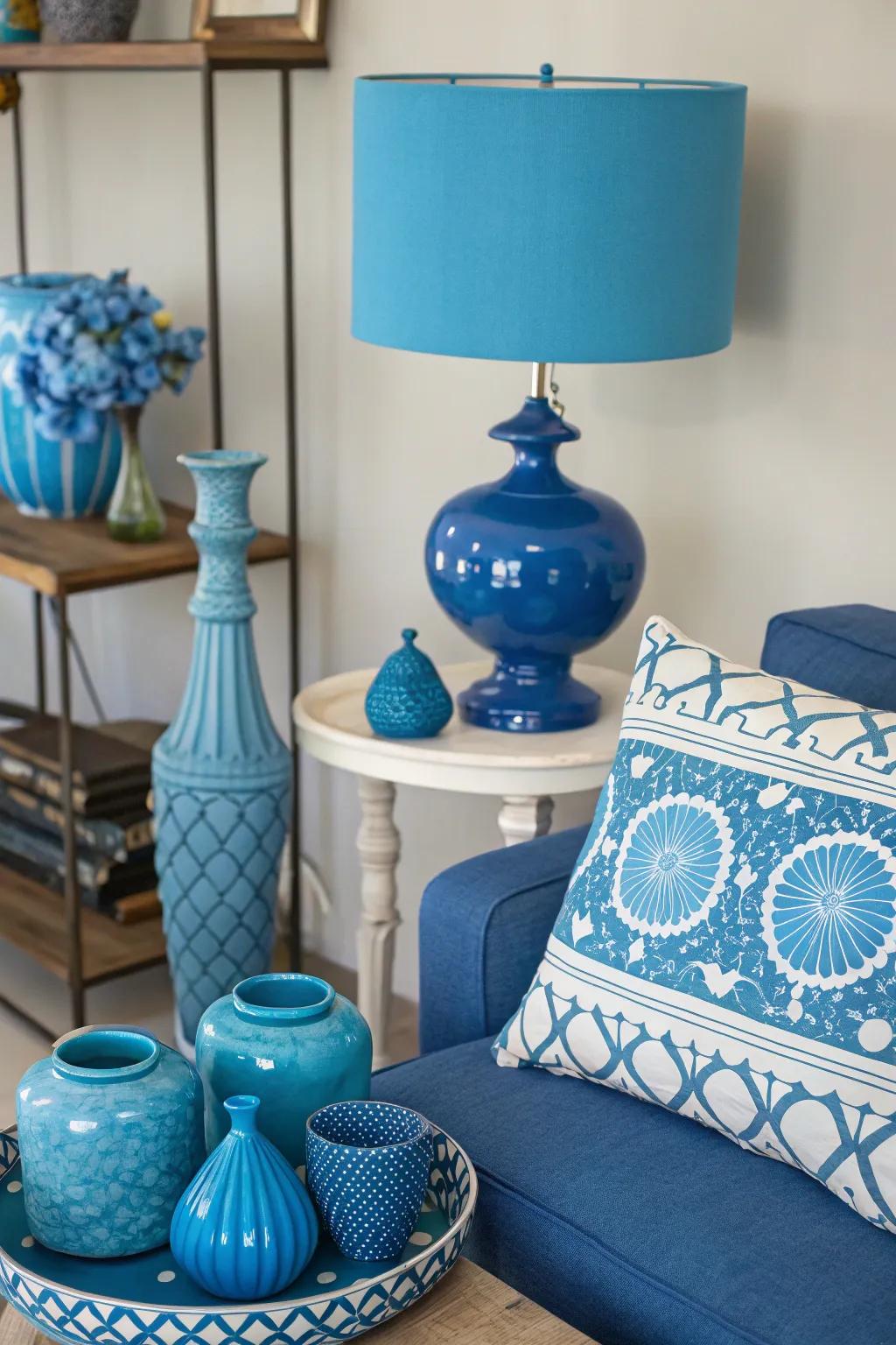 Quirky azure ornaments add character and spark conversation in your space.